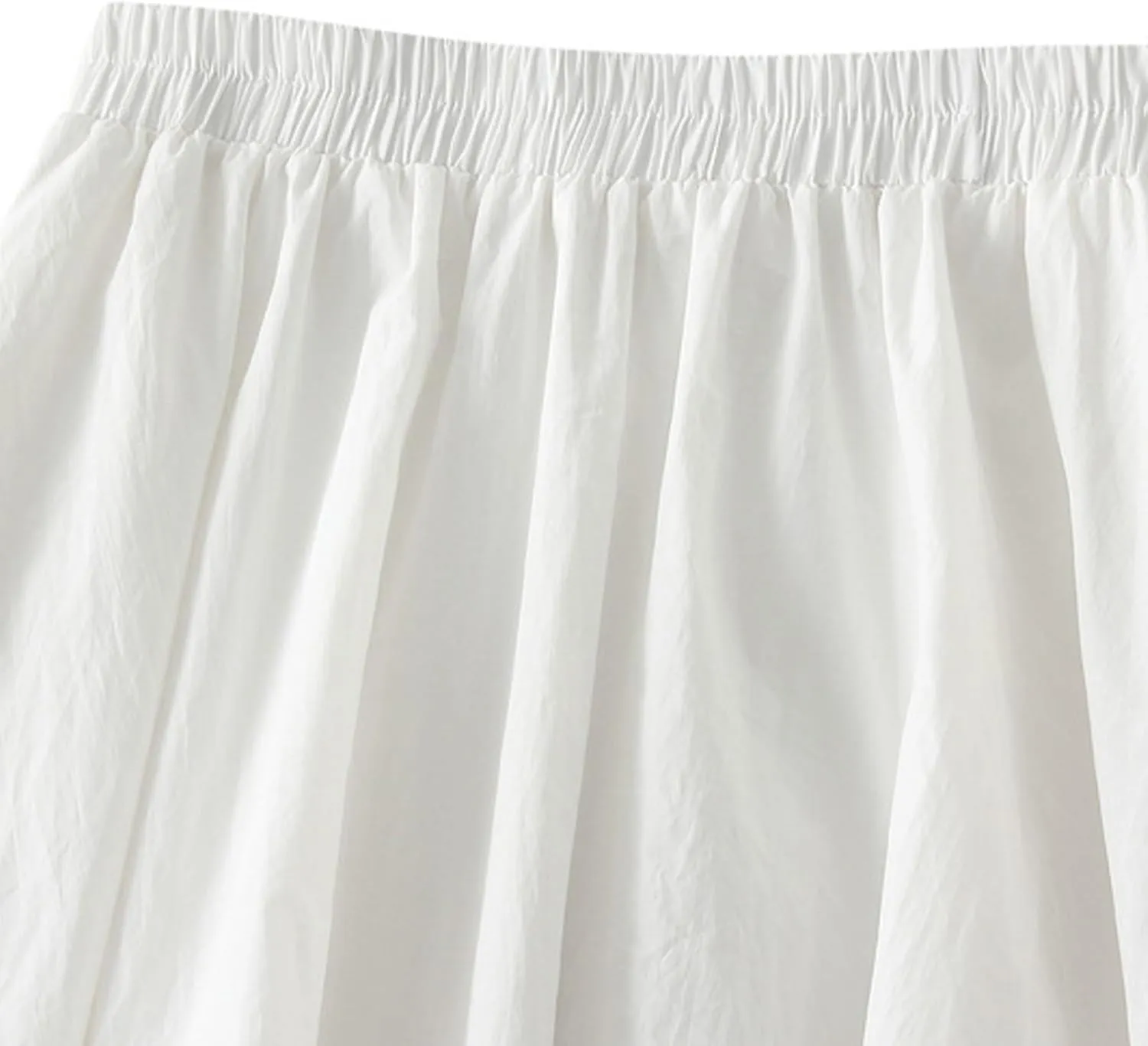 Women's Y2k Bubble Midi Skirt Elastic High Waist A Line Long Skirts Summer Casual Pleated Lantern Skirt with Pockets