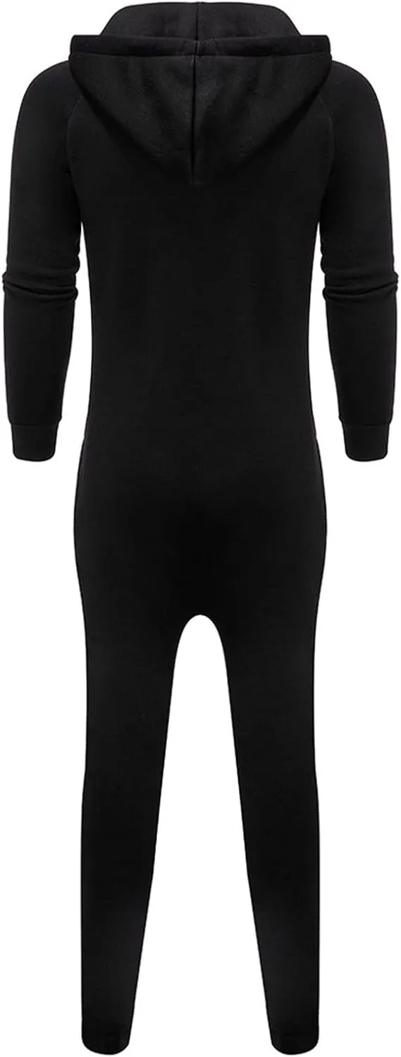 WUAI Onesie Men's Hooded Jumpsuit Zip Up One Piece Pajamas Playsuit Jogger Sweatsuit Overall Romper