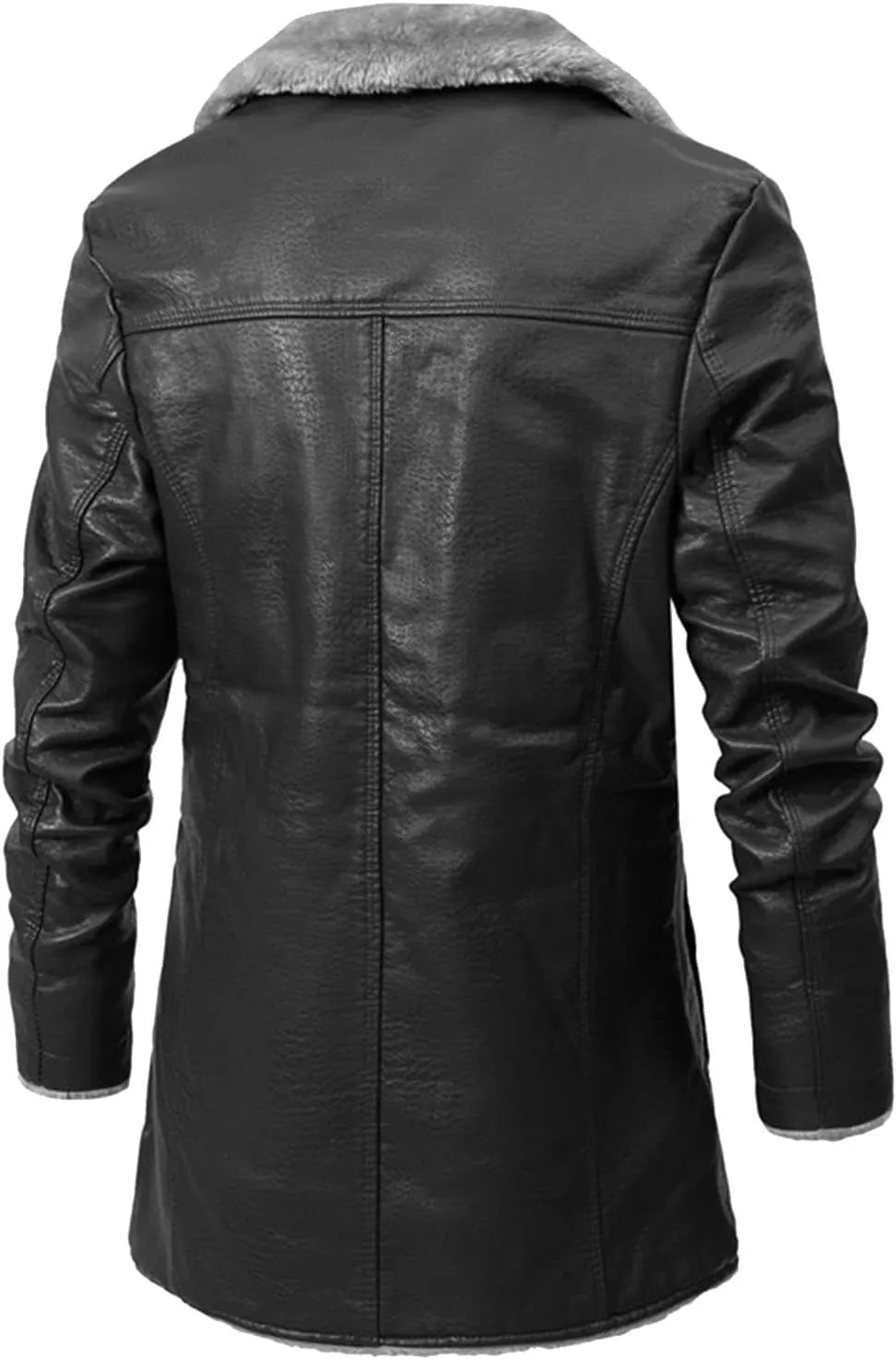 Ymosrh Men's Winter Coats Sherpa Lined Trench Coat Notched Lapel Single Breasted Long Peacoat Overcoat Men, XL-4XL