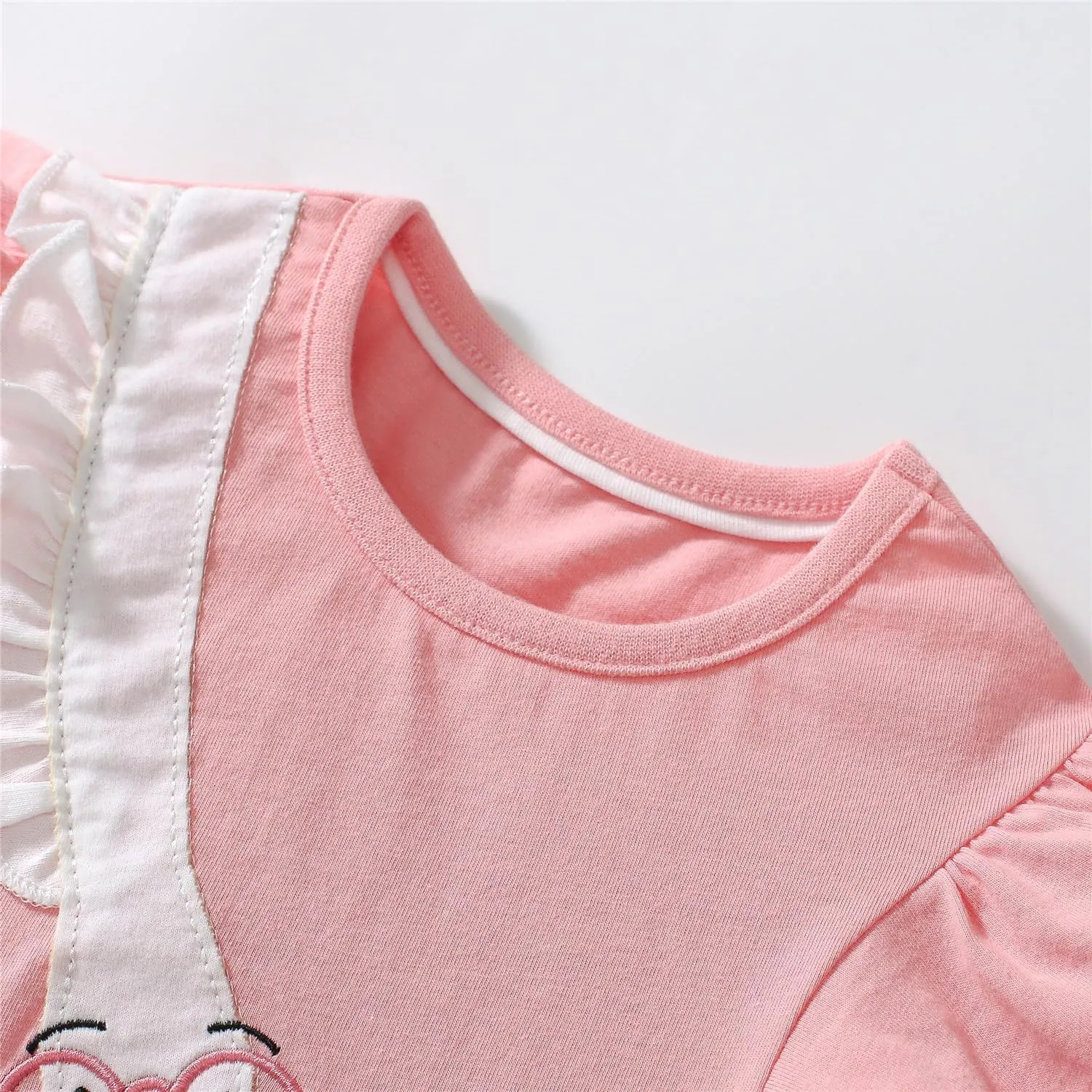 Youlebao Girls Cotton Long Sleeve Casual Cartoon Appliques Striped Jersey Dresses