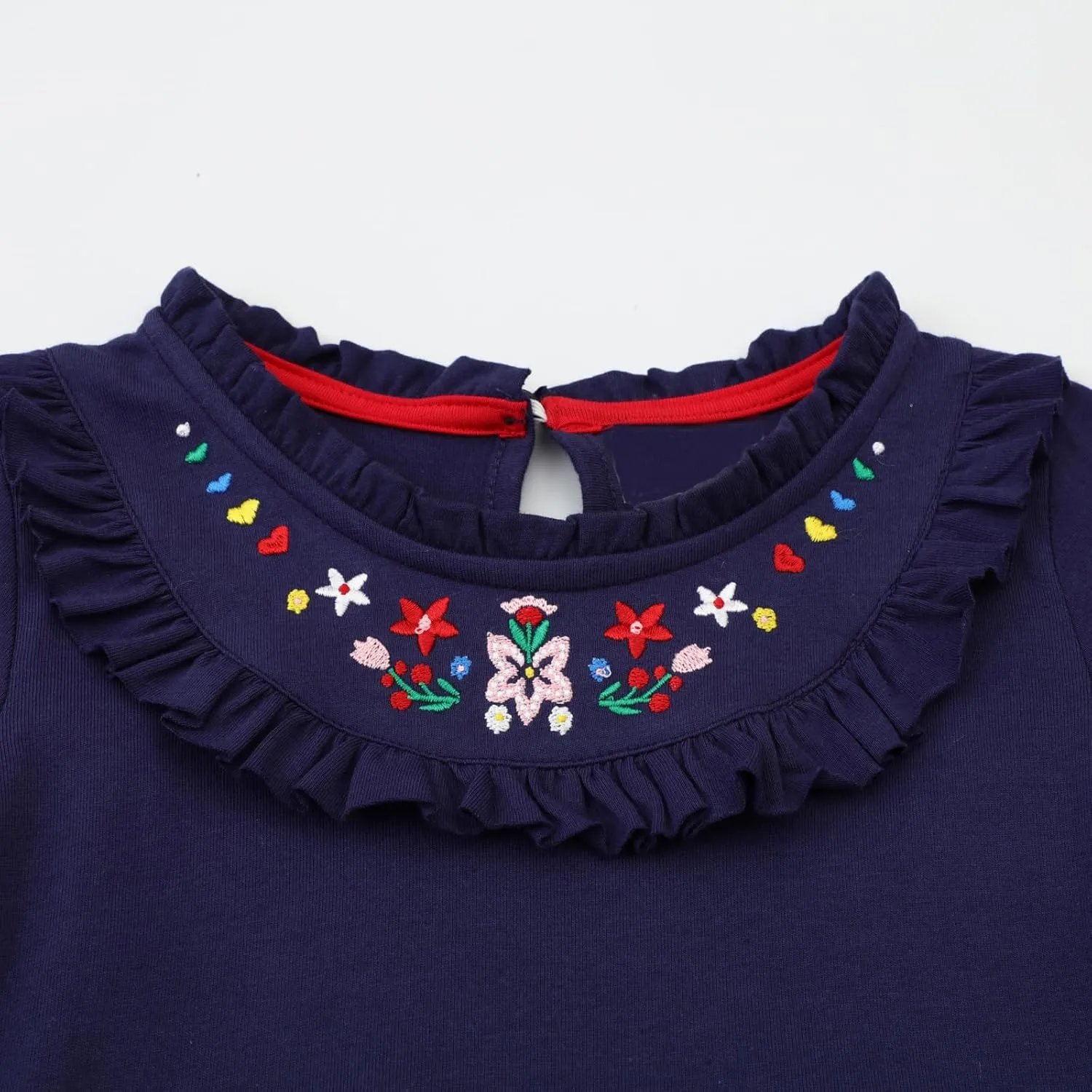 Youlebao Girls Cotton Long Sleeve Casual Cartoon Appliques Striped Jersey Dresses