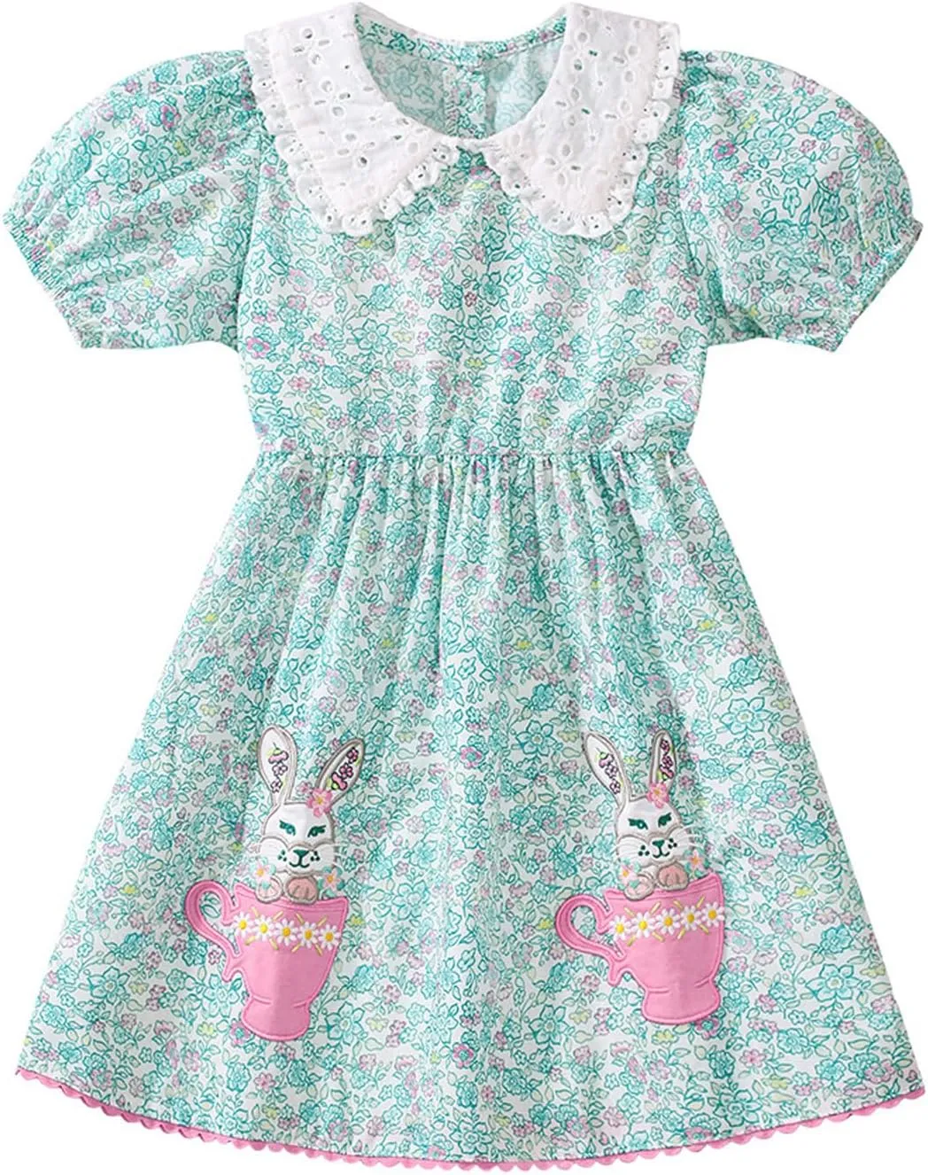 Youlebao Toddler Girl Clothes Cotton Casual Short Sleeve Jersey Dresses 2-7 Years