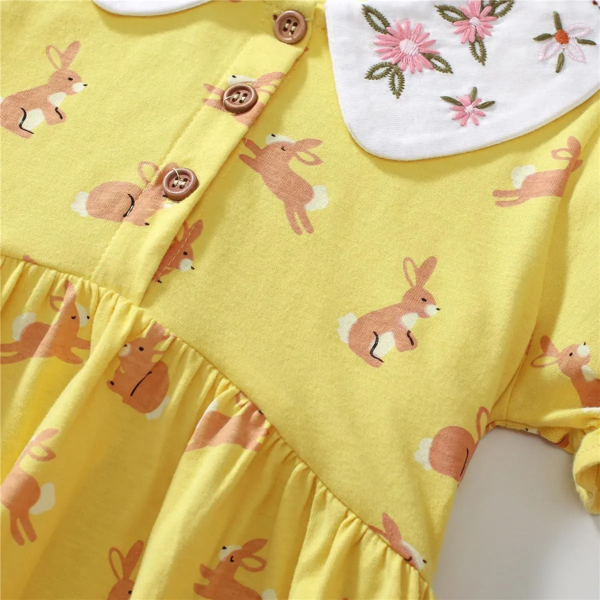 Youlebao Toddler Girl Clothes Cotton Casual Short Sleeve Jersey Dresses 2-7 Years