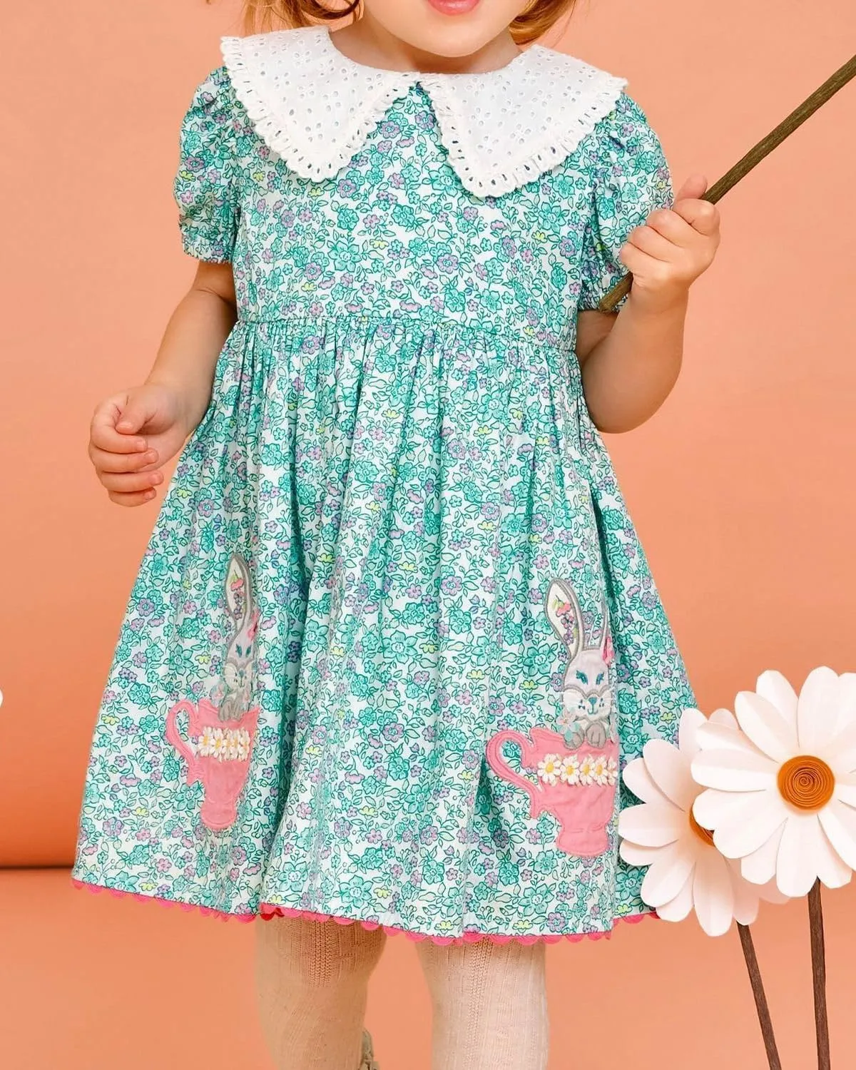 Youlebao Toddler Girl Clothes Cotton Casual Short Sleeve Jersey Dresses 2-7 Years