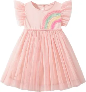 Youlebao Toddler Girl Clothes Cotton Casual Short Sleeve Jersey Dresses 2-7 Years