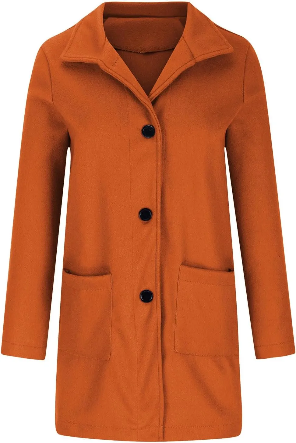 YRAETENM Women's Winter Wool Blend Pea Coat Stand Collar Single Breasted Jackets Casual Trench Coat Overcoat with Pockets
