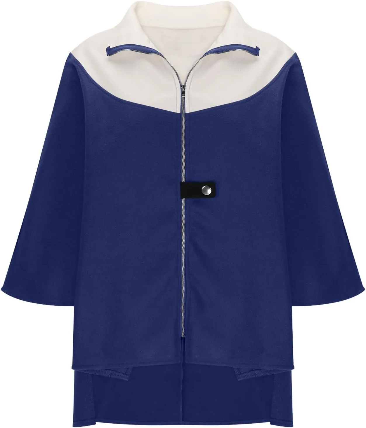 YRAETENM Womens Wool Coat Casual Color Block Stand Collar Trench Coat Fall Winter Lightweight Coatigan Zipper Wool Jackets