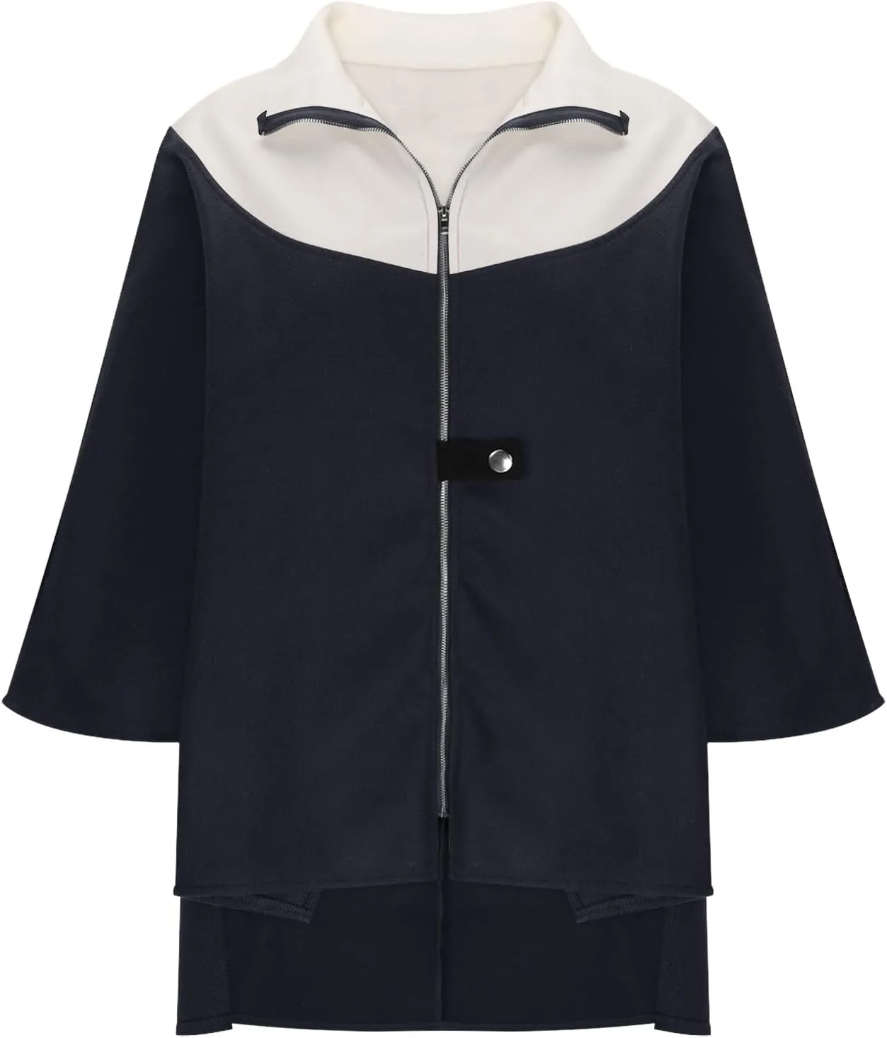 YRAETENM Womens Wool Coat Casual Color Block Stand Collar Trench Coat Fall Winter Lightweight Coatigan Zipper Wool Jackets
